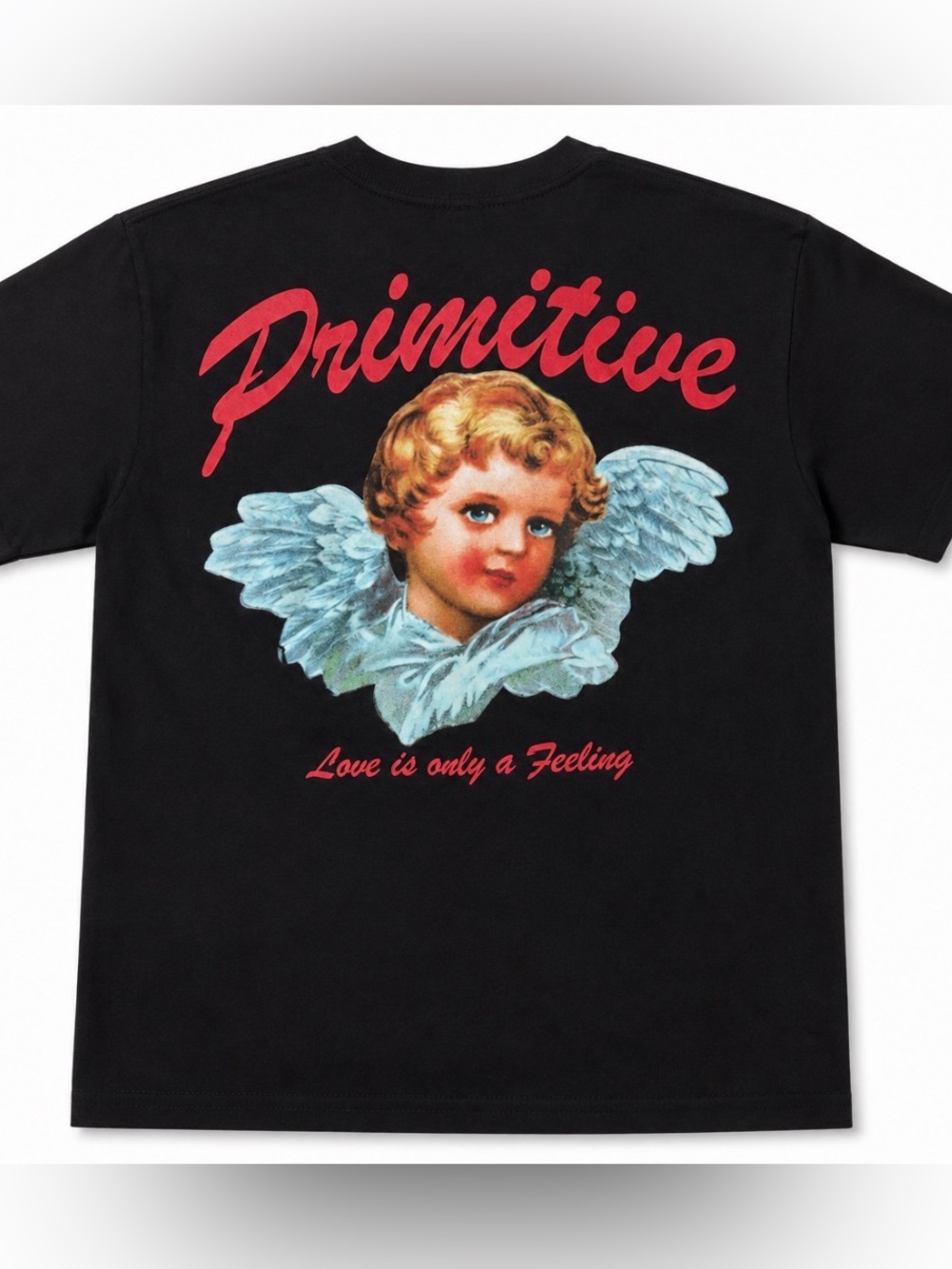 Primitive Kids Black Tee with Red Script and Blue Angel Graphic